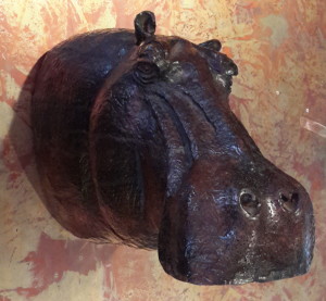 carved wood hippo mount 2